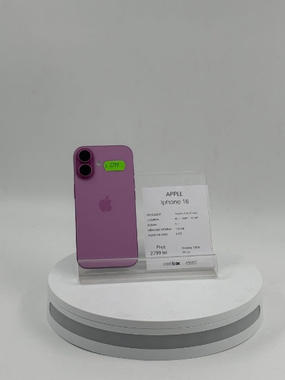 Imagine IPhone 16 128GB baterie 100% 34 cicluri