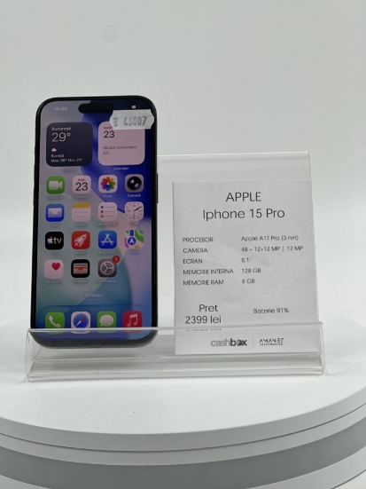 Imagine IPhone 15 Pro 256 GB baterie 91%