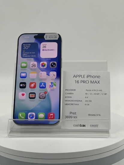 Imagine IPhone 16 PRO MAX  256GB baterie:91%