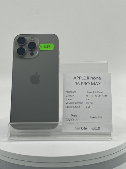 Imagine IPhone 16 PRO MAX  256GB baterie:91%