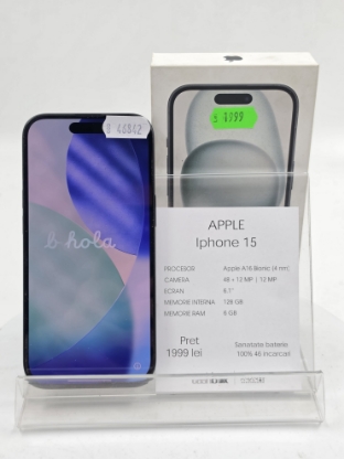 Imagine IPhone 15 128GB Baterie 100% 46CC