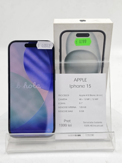 Imagine IPhone 15 128GB Baterie 100% 46CC