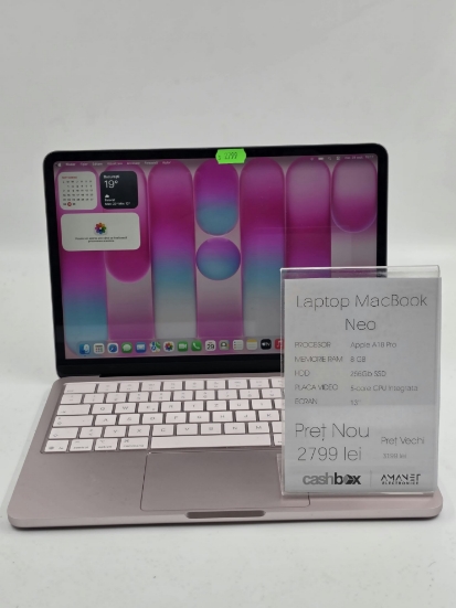 Imagine MACBOOK NEO 13'' Apple A18 Pro /8GB RAM / SSD 256GB baterie 100% 8 incarcari