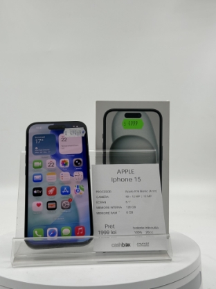 Imagine IPhone 15 128GB Baterie 100% inlocuita 20CC